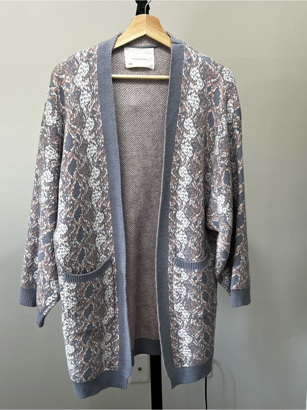 Anthropologie Moth Open Front Cardigan Sweater (snake print) One Size